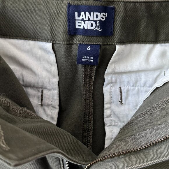 Land's End Sz 6 Carpenter Utility Cargo Tapered Jeans Chino Pants Pockets Green - Picture 15 of 15